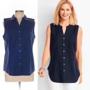 NWOT Talbots Sleeveless Linen Button Down Indigo